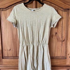 Old Navy Yellow Striped Slub Knit Dress – Size M, Short Sleeve, Casual